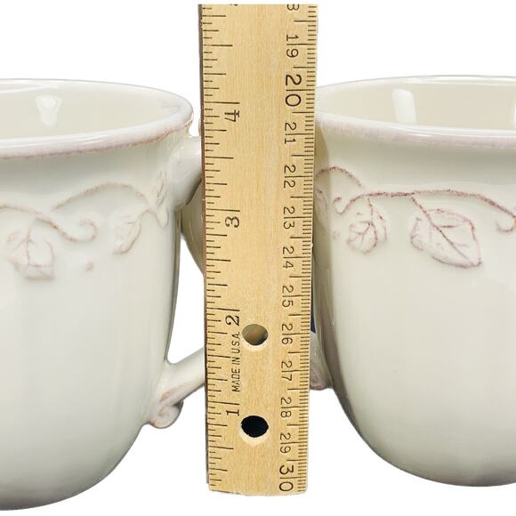 Longaberger Pottery VINTAGE VINE MUG in Cream Set of 2 - Picture 7 of 8